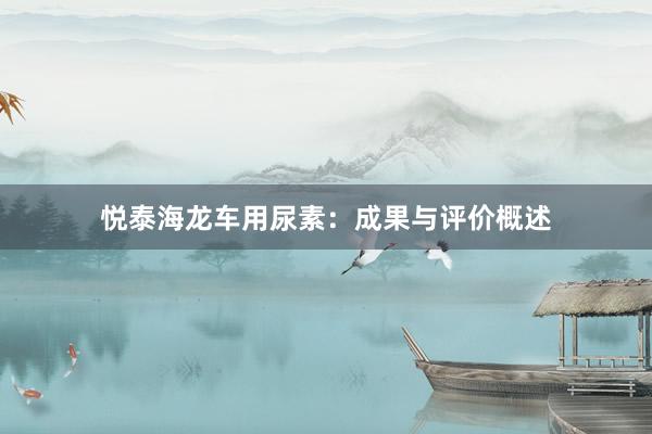 悦泰海龙车用尿素：成果与评价概述